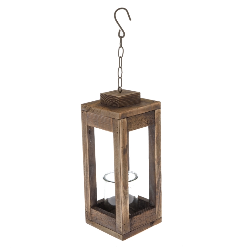 Lampáš na sviečku so sklom hnedá