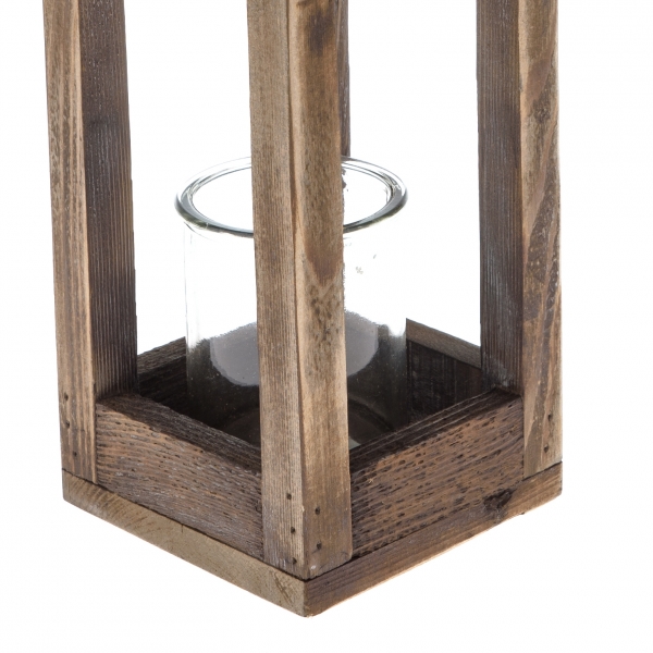 Lampáš na sviečku so sklom hnedá