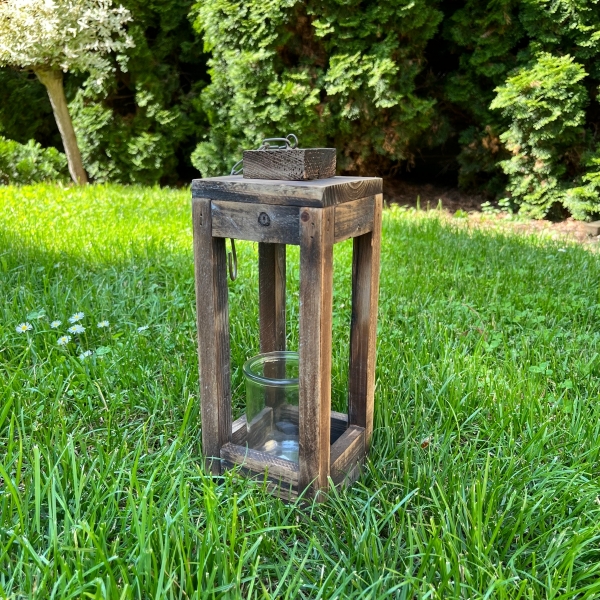 Lampáš na sviečku so sklom hnedá