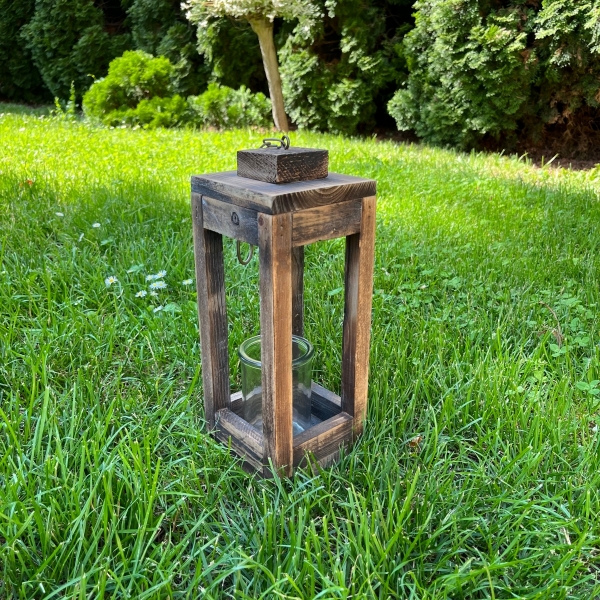 Lampáš na sviečku so sklom hnedá