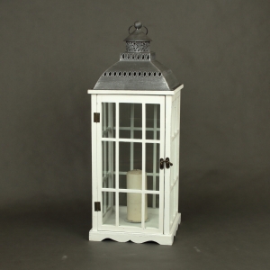 Lucerna na sviečku veľká biela 30x30x80cm