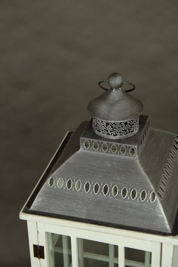 Lucerna na sviečku veľká biela 30x30x80cm