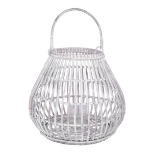 Lucerna prútená s uchom 54 x 54 x 48 cm biela vymývaná