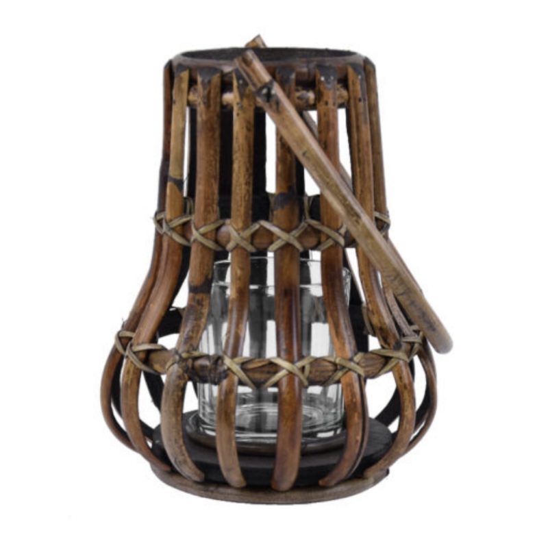 Lucerna ratanová so skleneným svietnikom vo vnútri v 24 cm