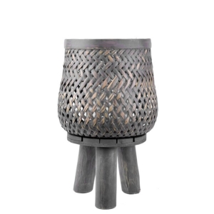 Lucerna šedá 24 x 24 x 40 cm bambusová