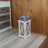 Lucerna Vintage drevená biela 86cm