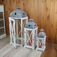 Lucerna Vintage drevená biela 86cm