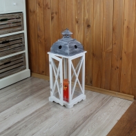 Lucerna Vintage drevená biela 86cm