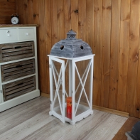 Lucerna Vintage drevená biela 86cm