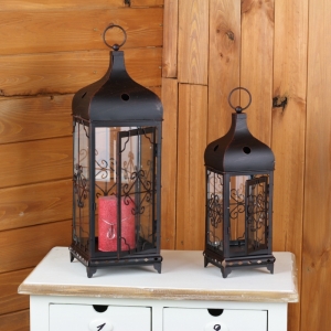 Lucerny čierny kov (set 2ks) 44 / 32cm