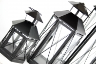 Lucerny kovové čierne set 3ks - 51/37 / 22cm