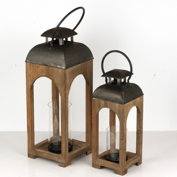 Luxusná drevená lampáš na sviečku 47cm