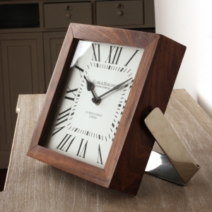 Luxusné drevené hodiny stolové 25x5x23cm