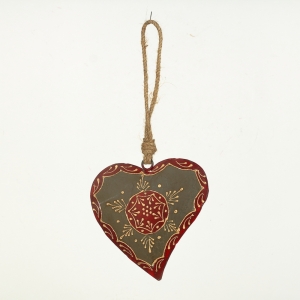 Maľované plechové srdce 23 /11cm