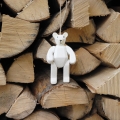 Medvídek dřevěný 11cm bílý  - ruční práce 