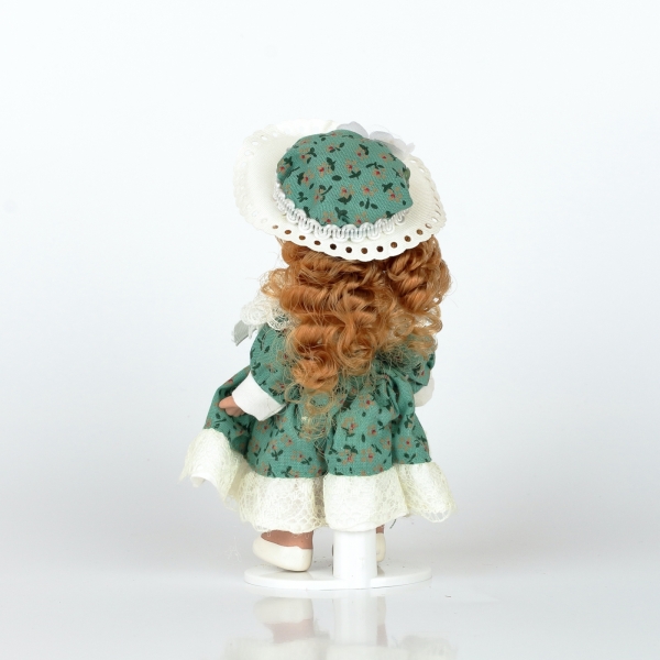 Mini bábika porcelán 12cm hrdzavé vlasy