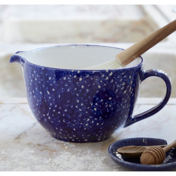 Misa s uchom a lievikom ABBEY modro-biela priemer 26 cm keramický