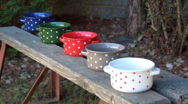 Miska keramická s bodkami modrá 560ml