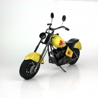 Model motorky - žltá s červenou hviezdou 36x11x20cm