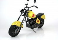 Model motorky - žltá s červenou hviezdou 36x11x20cm