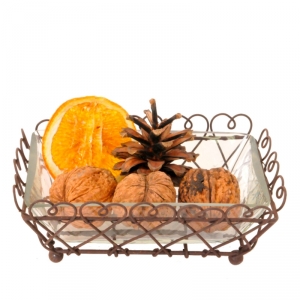 Mydelnička - košíček so sklom hnedá 11x15x5cm