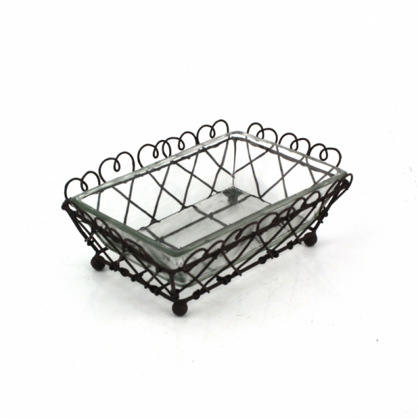 Mydelnička - košíček so sklom hnedá 11x15x5cm