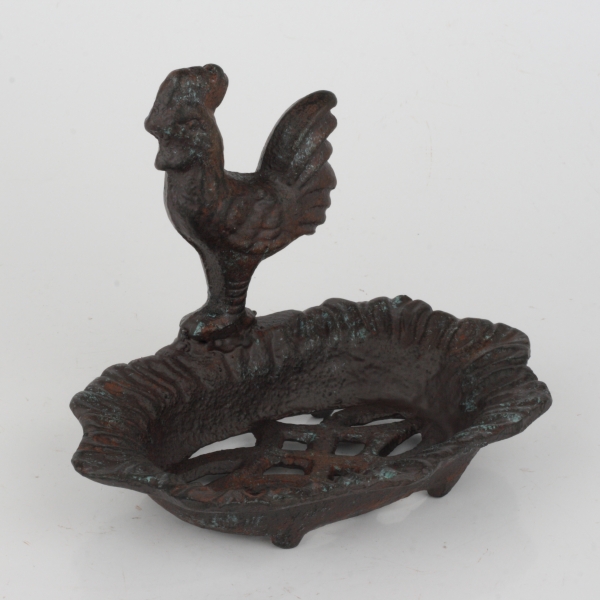 Mydelnička s kohútom liatina 16x12,5x10,5cm