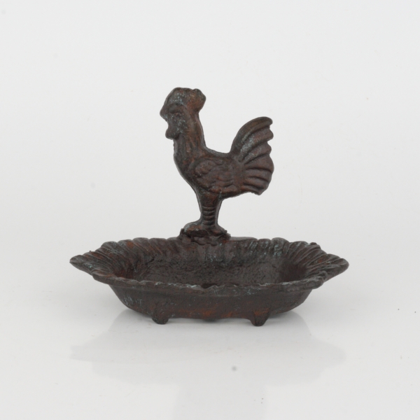 Mydelnička s kohútom liatina 16x12,5x10,5cm