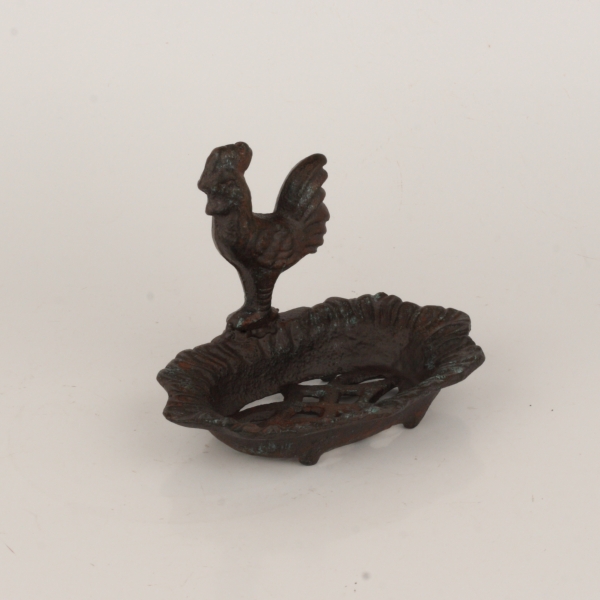 Mydelnička s kohútom liatina 16x12,5x10,5cm