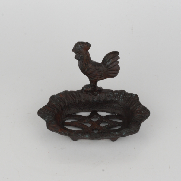 Mydelnička s kohútom liatina 16x12,5x10,5cm