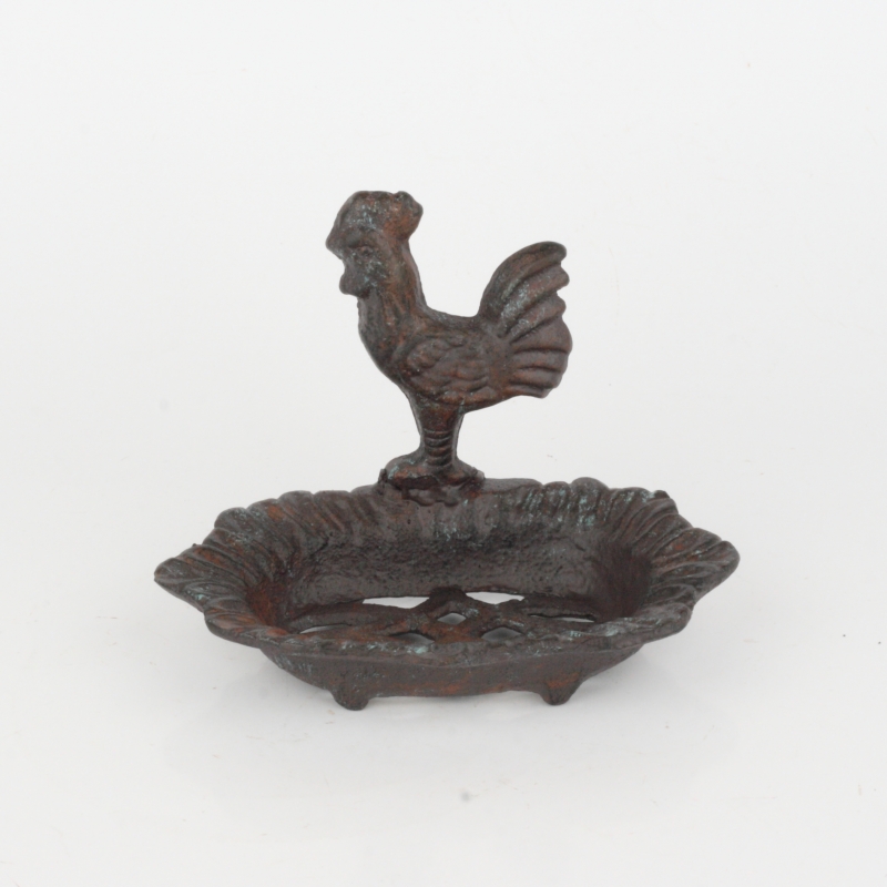 Mydelnička s kohútom liatina 16x12,5x10,5cm