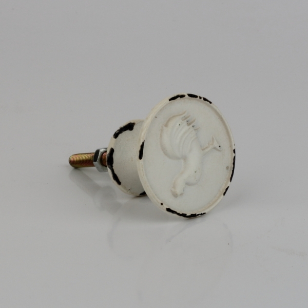 Nábytková úchytka biela s motívom kohúta 4cm