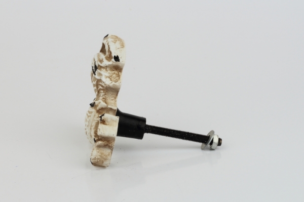 Nábytková úchytka biely kohút v ošarpanej vzhľade 6x6cm