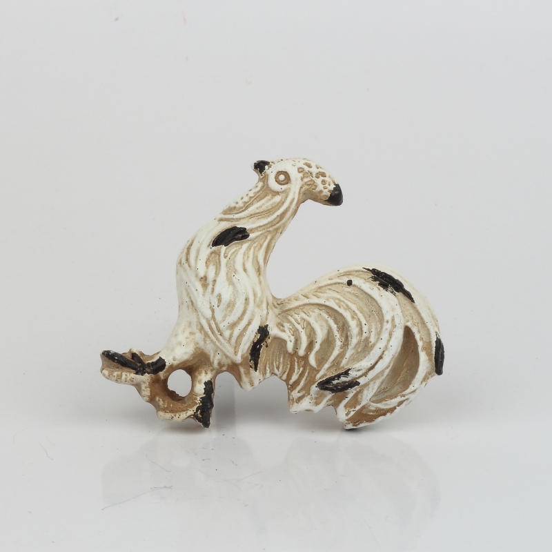 Nábytková úchytka biely kohút v ošarpanej vzhľade 6x6cm