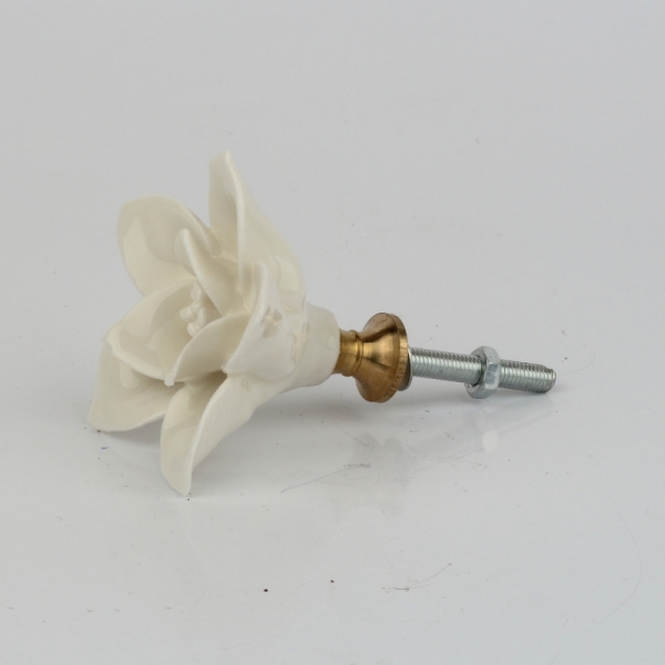 Nábytková úchytka keramická kvetina biela 3,5cm