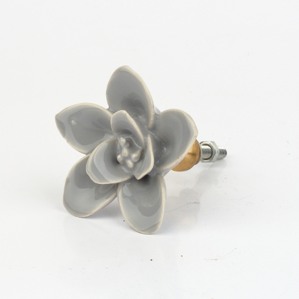 Nábytková úchytka keramická kvetina šedá 3,5cm