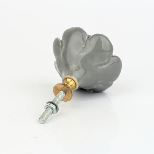 Nábytková úchytka keramický kvet tmavosivý 5cm