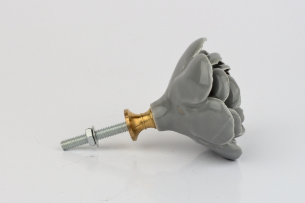 Nábytková úchytka keramický kvet tmavosivý 5cm