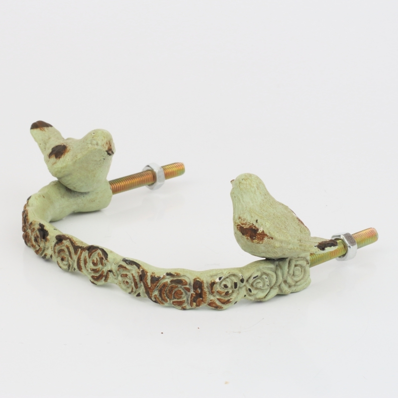 Nábytková úchytka zdobená s dvoma vtáčiky 13x8x3cm