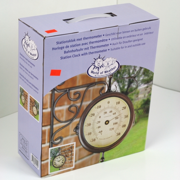 Staničnej hodiny s teplomerom 30cm POŠKODENÉ