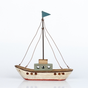 Námorná dekorácie plachetnica bielo-červená