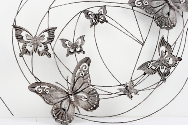 Nástenná dekorácia kovový obraz motýľ 98cm
