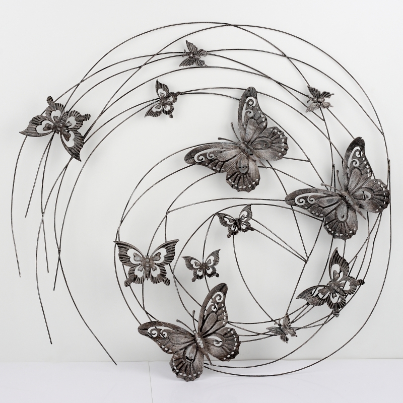 Nástenná dekorácia kovový obraz motýľ 98cm