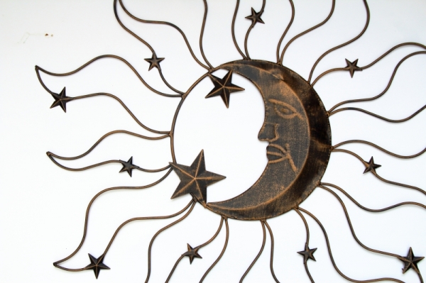 Nástenná kovová dekorácia mesiac 65x1x65cm