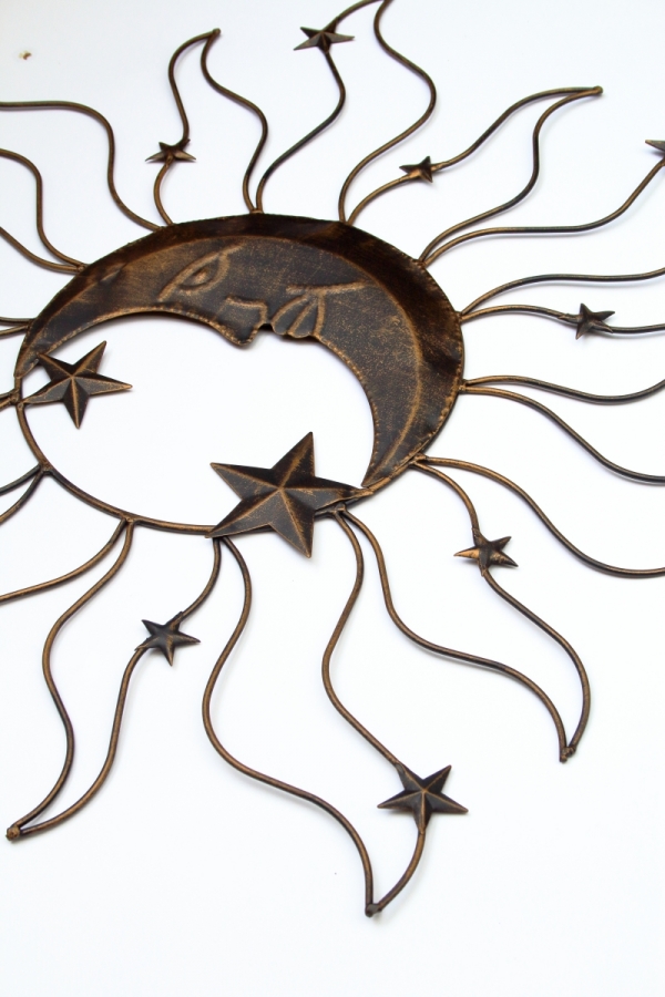 Nástenná kovová dekorácia mesiac 65x1x65cm