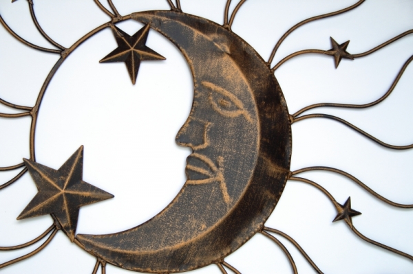 Nástenná kovová dekorácia mesiac 65x1x65cm