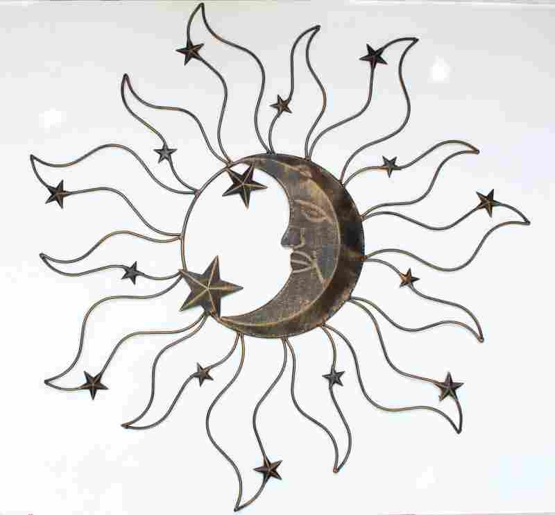 Nástenná kovová dekorácia mesiac 65x1x65cm