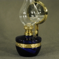 Nástenná petrolejová lampa so zrkadlom modrá 25cm