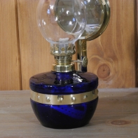 Nástenná petrolejová lampa so zrkadlom modrá 25cm