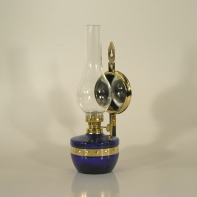 Nástenná petrolejová lampa so zrkadlom modrá 25cm